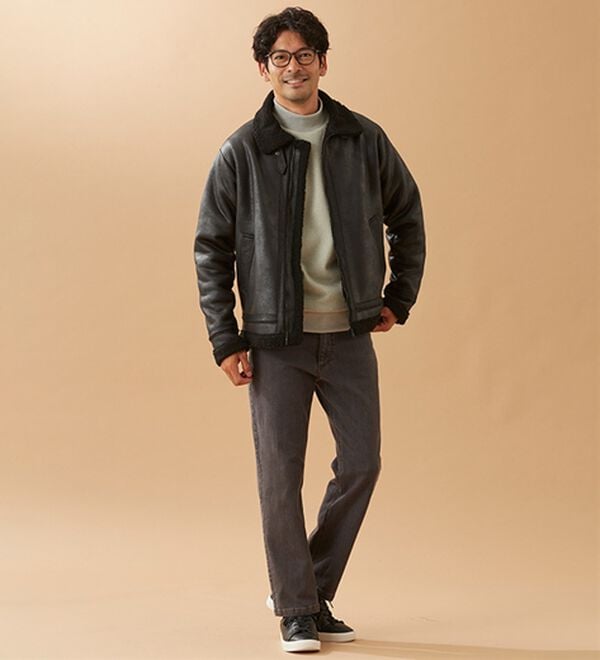 「裏ボアレザー調ジャケット（メンズジャケット）」｜詳細画像