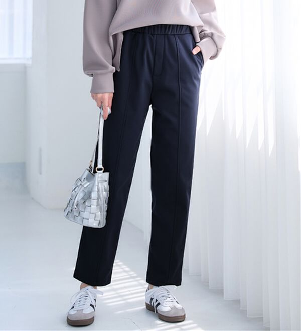 OUR 【LEE別注】裏起毛のあったかテーパードパンツ　ネイビー あったか裏起毛テーパードパンツ - ベルーナ【公式】
