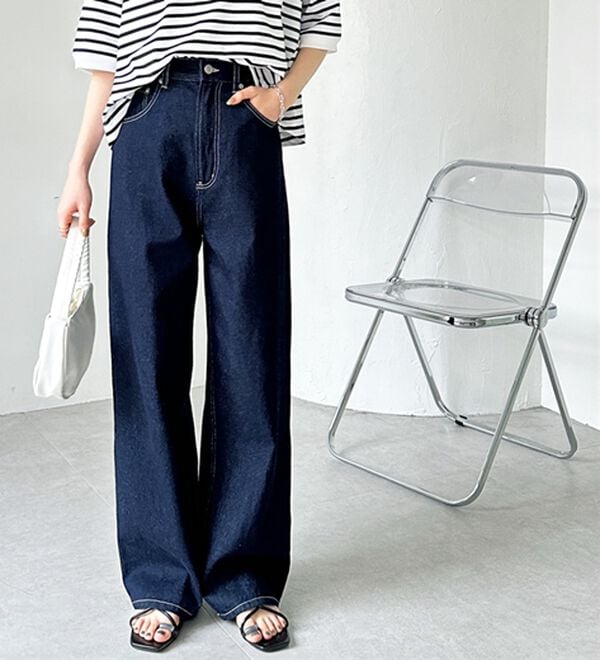 GeeRA（ジーラ）の「ハイウエストストレートデニム（ワイドパンツ・ガウチョ）」｜詳細画像