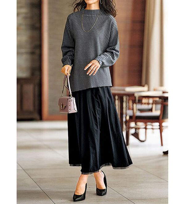 BELLUNA（ベルーナ）の「２倍の着こなし！チュールプリントスカート（ロングスカート）」｜詳細画像