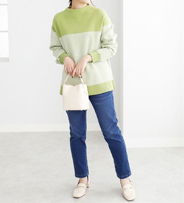 BELLUNA（ベルーナ）の「ヘリンボーン柄ニットプルオーバー（ニット・セーター）」｜詳細画像