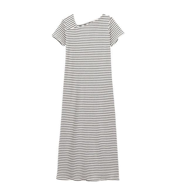 RANAN（ラナン）の「アシメネックハーフスリーブリブワンピース（その他ワンピース）」｜詳細画像