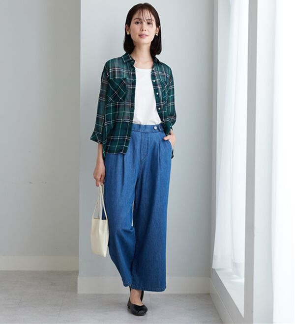 BELLUNA（ベルーナ）の「やわらかデニム素材ボタン使いワイドパンツ（ワイドパンツ・ガウチョ）」｜詳細画像