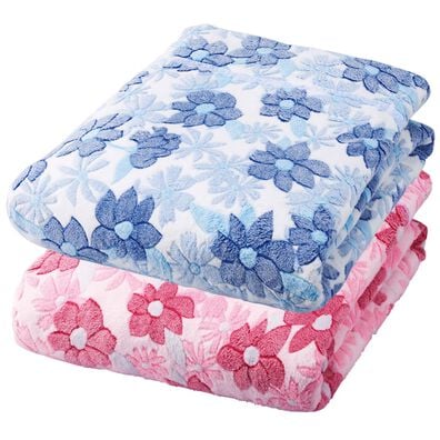 「大判花柄ケット２色組（肌掛布団・タオルケット）」