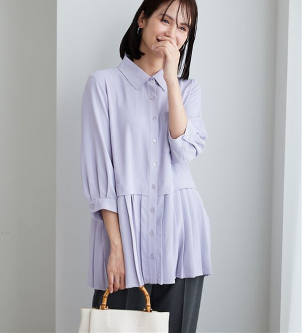 BELLUNA（ベルーナ）の「【UVカット】機能付！裾プリーツ切替チュニック（チュニック）」｜詳細画像