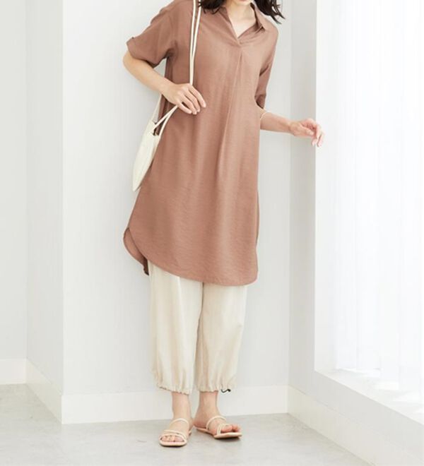 BELLUNA（ベルーナ）の「レーヨンナイロン素材シャツワンピース（その他ワンピース）」｜詳細画像