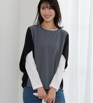 BELLUNA（ベルーナ）の「体型カバー！ポンチョプルオーバー（カットソー）」｜チャコール