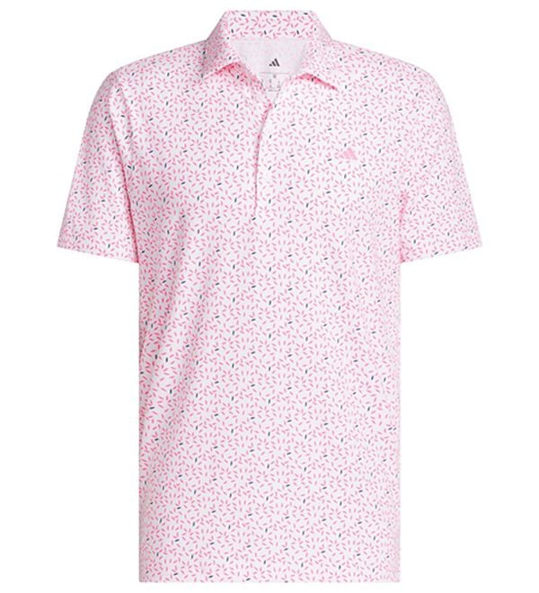 「＜ａｄｉｄａｓ＞ゴルフ　リーフモチーフ半袖シャツ（メンズシャツ）」｜ピンク