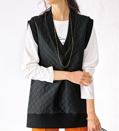 BELLUNA（ベルーナ）の「キルティング素材Ｖネックデザインベスト（ベスト）」