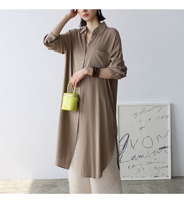 GeeRA（ジーラ）の「スリット入りロングシャツワンピース（シャツワンピース）」｜詳細画像