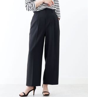 BELLUNA（ベルーナ）の「シワになりにくい！麻調ワイドパンツ（ワイドパンツ・ガウチョ）」｜黒