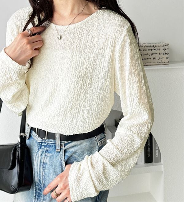 GeeRA（ジーラ）の「クルーネックジャガードプルオーバー（カットソー）」｜詳細画像