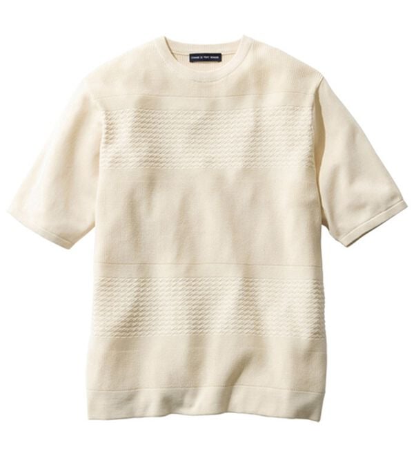 「＜コムルヴァン・オム＞涼感バンブーニットＴシャツ（メンズＴシャツ）」｜アイボリー