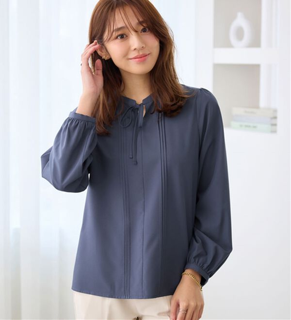 alotta（アロッタ）の「ピンタックデザインリボンブラウス（ブラウス）」｜詳細画像