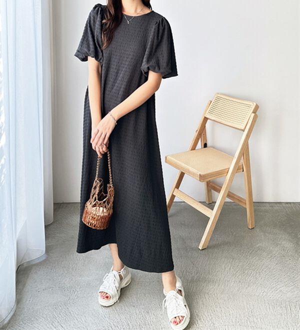 GeeRA（ジーラ）の「ボリューム袖楽ちん表面感ワンピース（カットソーワンピース）」｜詳細画像