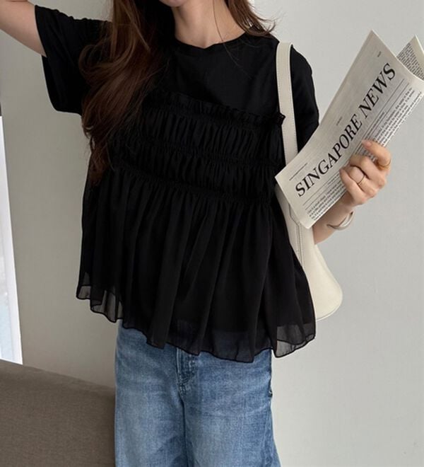 GeeRA（ジーラ）の「シアービスチェドッキングＴシャツ（カットソー）」｜詳細画像