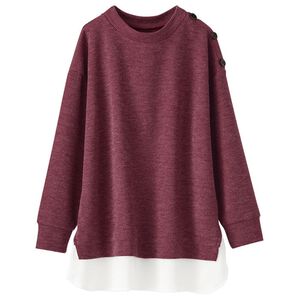 BELLUNA（ベルーナ）の「肩ボタン布帛切替チュニック（チュニック）」｜コーラル