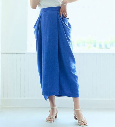 RANAN（ラナン）の「麻調素材ポケットデザインスカート（ロングスカート）」