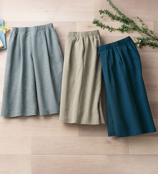 ルフラン（ルフラン）の「【３本組】日本製ひざ下丈キュロットパンツ（その他パンツ）」｜3本組