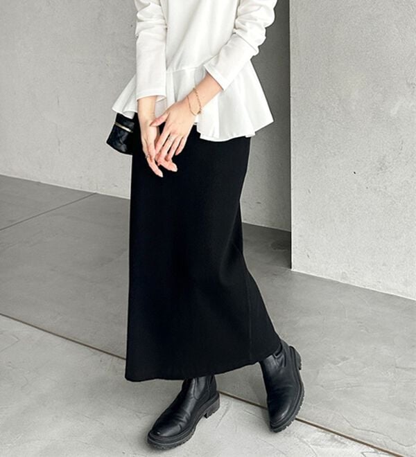 GeeRA（ジーラ）の「【着回し力◎】楽ちんすっきり見え！リブロングスカート（ロングスカート）」｜詳細画像