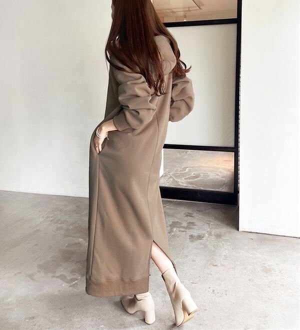 ラッセルノ ゴルフ フード裏ボア ハーフジップ ワンピース ピンク サイズ1