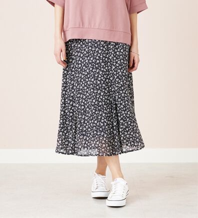 BELLUNA（ベルーナ）の「シフォン素材プリント使いスカート（ロングスカート）」