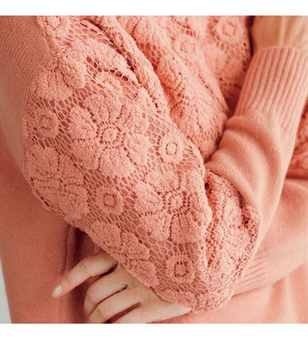 BELLUNA（ベルーナ）の「ふんわりフラワーレースニット（ニット・セーター）」｜詳細画像