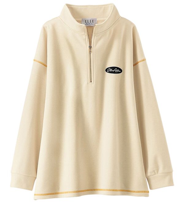 BELLUNA（ベルーナ）の「＜ＥＬＬＥ　Ａｃｔｉｖｅ＞ハーフジッププルオーバー（カットソー）」｜アイボリー