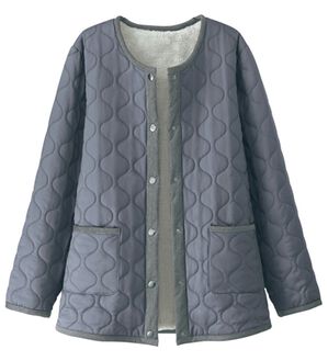 BELLUNA（ベルーナ）の「着ぶくれしにくい！裏シャギーキルトジャケット（ブルゾン）」｜ブルーグレー