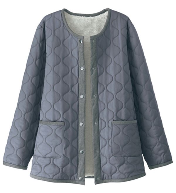 BELLUNA（ベルーナ）の「着ぶくれしにくい！裏シャギーキルトジャケット（ブルゾン）」｜ブルーグレー