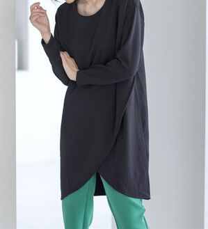 RANAN（ラナン）の「裏起毛！あったかアシメデザインチュニック（チュニック）」｜ブラック