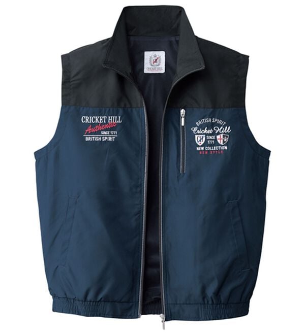 「ブランドデザイン裏メッシュベスト（メンズベスト）」｜ネイビー