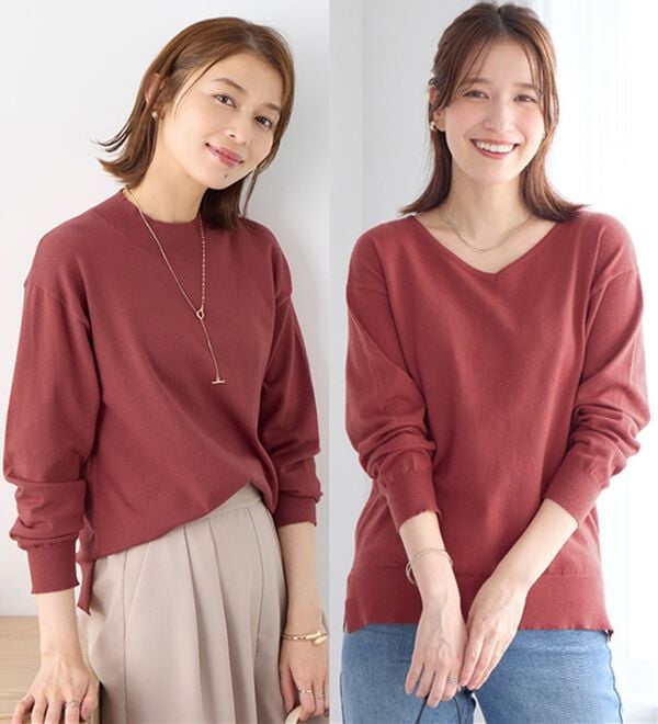 Viola e Viola（ヴィオラ エ ヴィオラ）の「＜選べる衿＞もちもち　ゆるシンプルニット（ニット・セーター）」｜コーラル