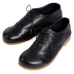 ルフラン（ルフラン）の「足指ゆったり５Ｅはだしシューズ（フラットシューズ）」｜ブラック(ヒモ)