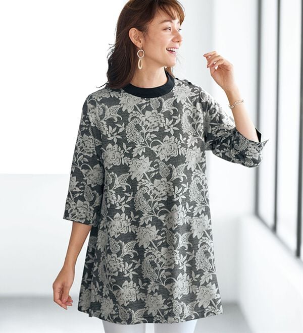 夏空に映える花柄ジャカードチュニック - ベルーナ【公式】