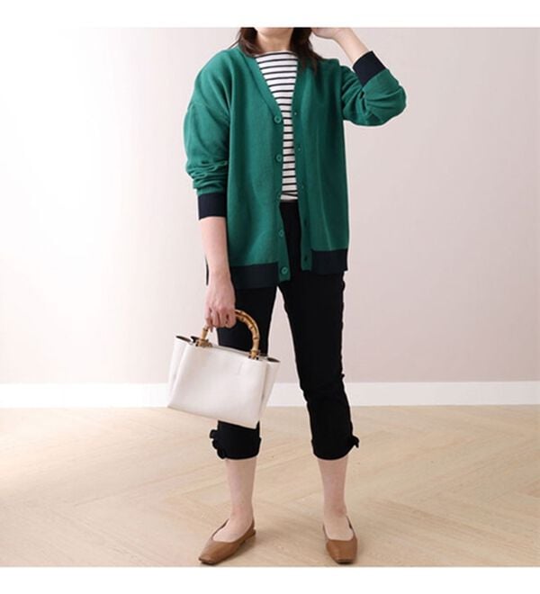 BELLUNA（ベルーナ）の「美脚ストレッチ裾リボンクロップドパンツ（クロップドパンツ）」｜詳細画像