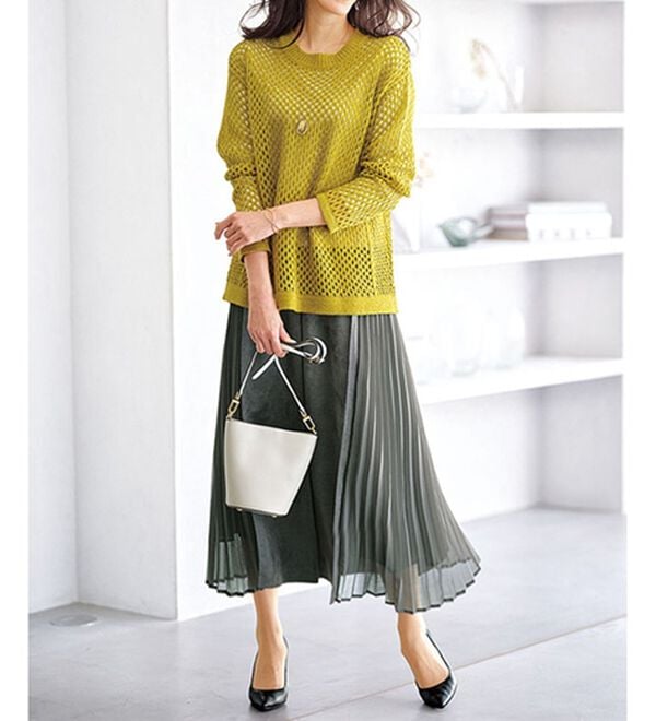 BELLUNA（ベルーナ）の「スエード調プリーツ切替スカート（ミニスカート）」｜詳細画像