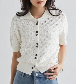 RANAN（ラナン）の「透かし柄サマーニットポロカーデ（ニット・セーター）」