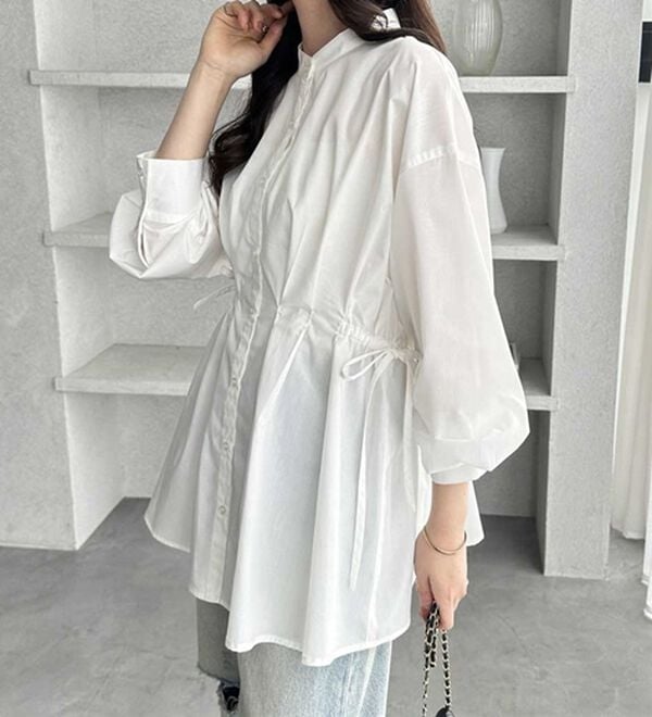 GeeRA（ジーラ）の「ウエストタックリボンシャツチュニック（チュニック）」｜詳細画像