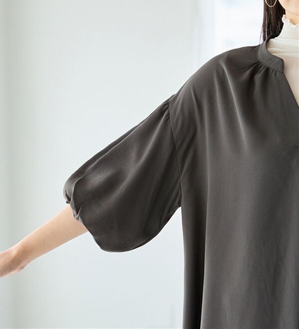 alotta（アロッタ）の「パフ袖とろみブラウスチュニックワンピース（チュニックワンピース）」｜詳細画像