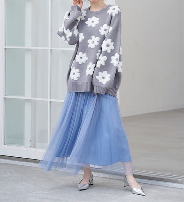 RANAN（ラナン）の「ふわっと可愛いフリルギャザーチュールスカート（ロングスカート）」｜詳細画像