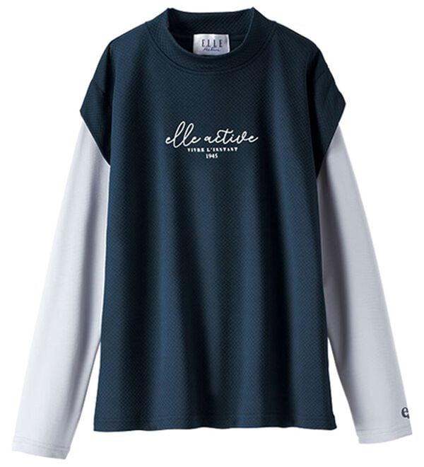 BELLUNA（ベルーナ）の「＜ＥＬＬＥ　Ａｃｔｉｖｅ＞メッシュ素材重ね着風プルオーバー（カットソー）」｜詳細画像