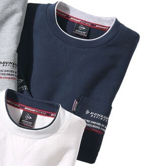 「＜ダンロップ・リファインド＞ゆったり７分袖ライトトレーナー（メンズトレーナー）」｜ネイビ－