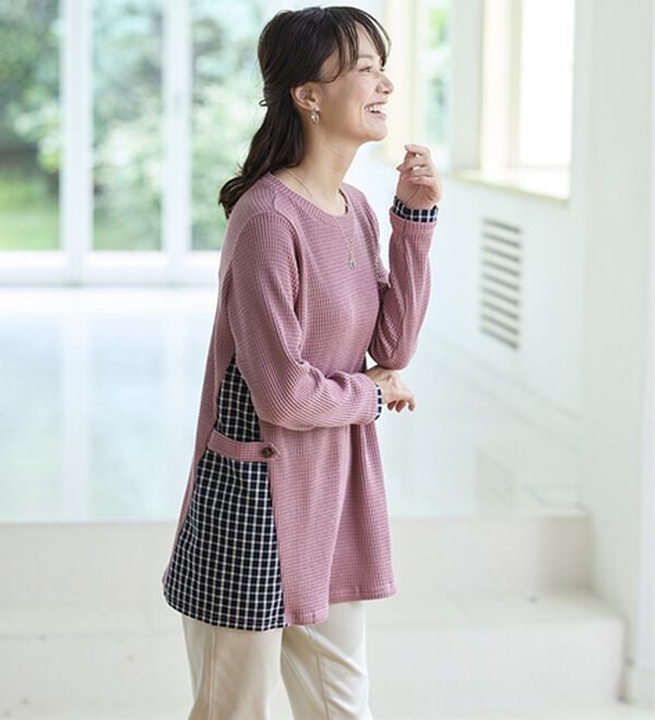 BELLUNA（ベルーナ）の「異素材重ね着風チュニック（チュニック）」｜詳細画像