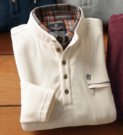 「＜コムルヴァン・オム＞大人の技ありダブル衿プルオーバー（メンズトレーナー）」