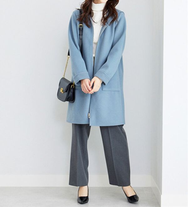 BELLUNA（ベルーナ）の「裏あぜ素材フードデザインコート（ロングコート）」｜詳細画像