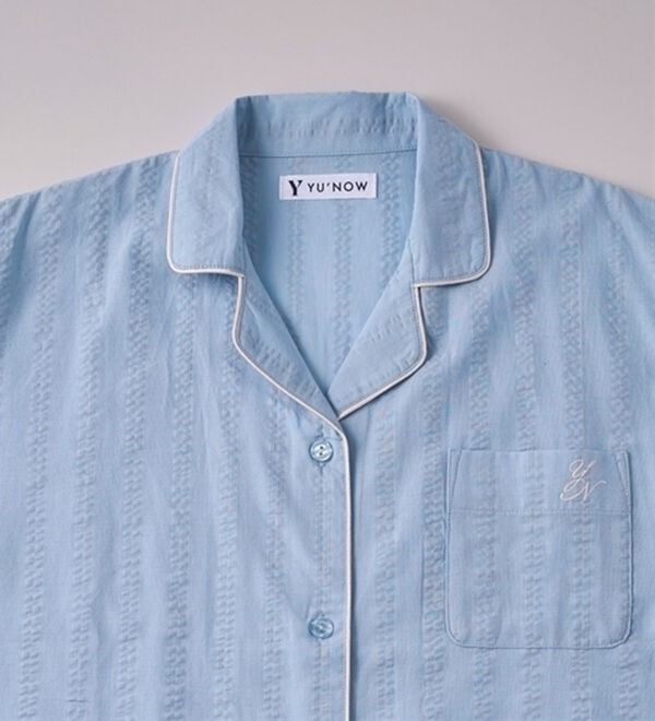 YU'NOW（ユナウ）の「【半袖＋ロングパンツ】綿１００％サッカーシャツパジャマ（パジャマ・ルームウェア）」｜詳細画像