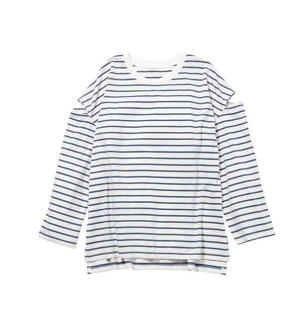 GeeRA（ジーラ）の「袖スリットボーダーカットソー（カットソー）」｜詳細画像