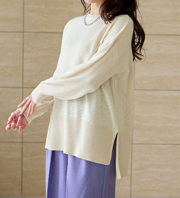 RANAN（ラナン）の「ワイドリブ使いカラーニットチュニック（ニット・セーター）」｜詳細画像