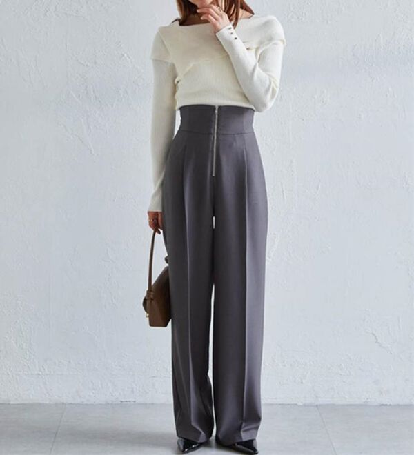 RANAN（ラナン）の「ハイウエストジップワイドパンツ（ワイドパンツ・ガウチョ）」｜詳細画像